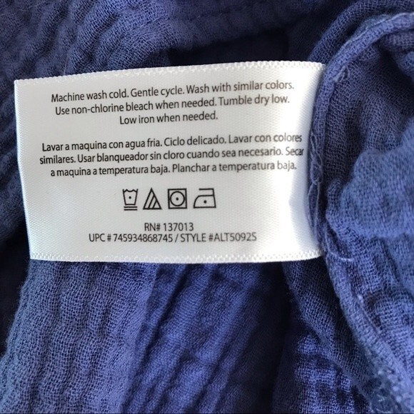 Three Dots Double Gauze Cap Sleeve V Neck Periwinkle Top Women Size Large - Picture 11 of 12